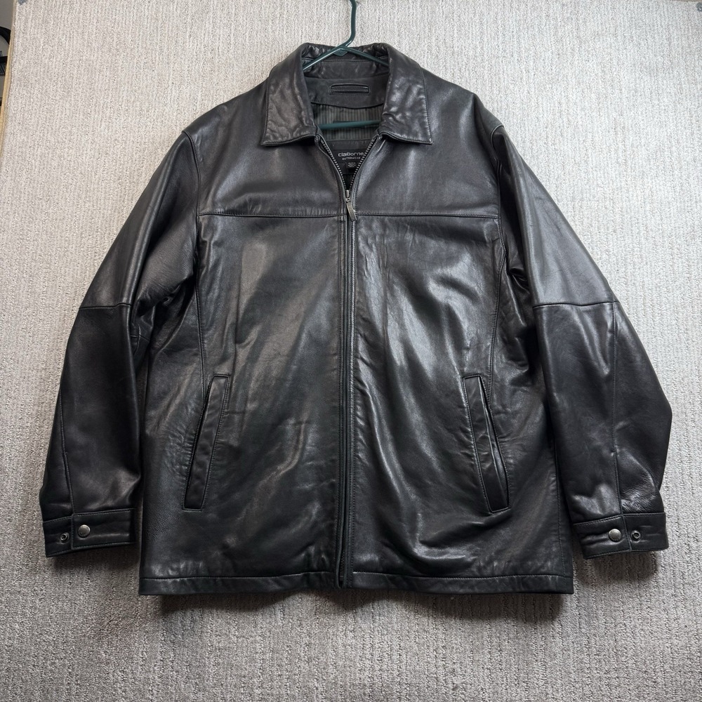 Claiborne Lambskin Leather Jacket Men's Size XL Black